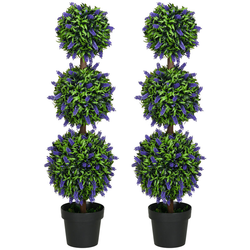 110cm Faux Flowering Topiary in Pot