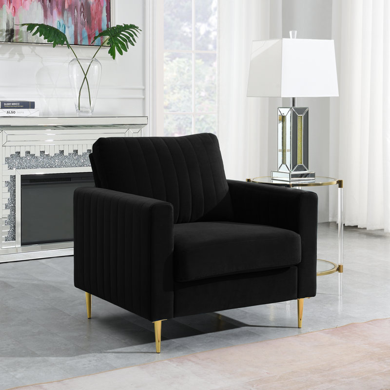 Lotsee Velvet Armchair, Black