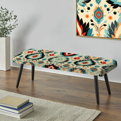 Mélange de tribus nomades orange - banc rembourré noir Ikat