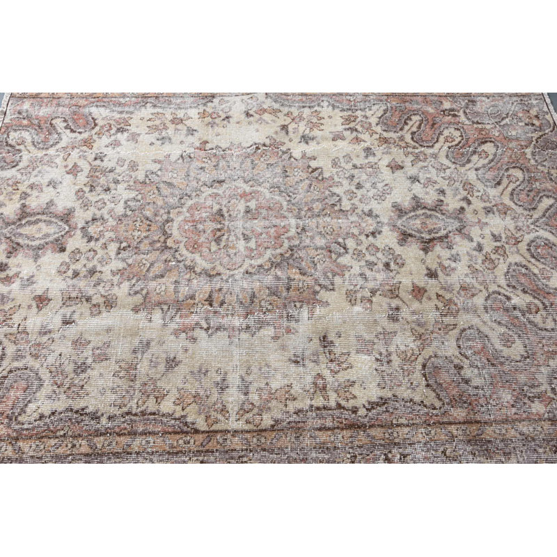 Tapis 5,8 x 6,4 pi, tapis turc, tapis rétro, tapis brun, tapis marocains, tapis de cuisine