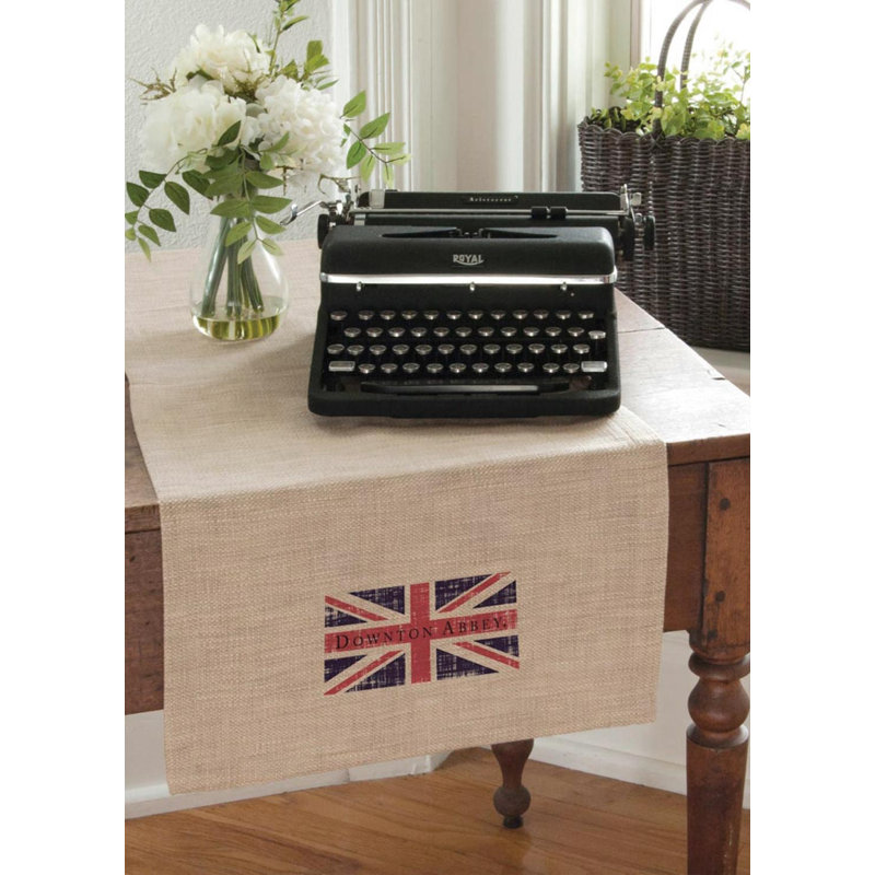 16" x 48" Beige Downton Abbey British Union Jack Table Runner
