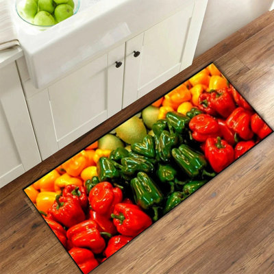 3D Fruit Kitchen Mat – Washable Non-Slip Runner Rug – Door Mat with Rubber Backing – Polypropylene