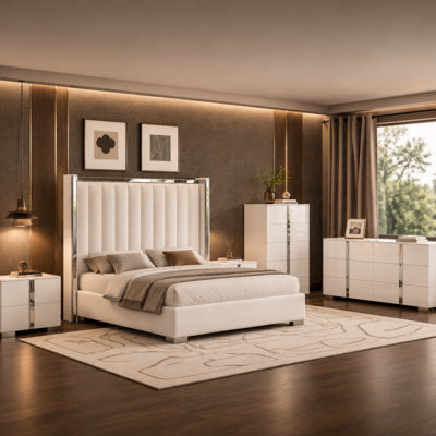 
Gerasim 5 Pieces King Size Bedroom Furniture Set, White