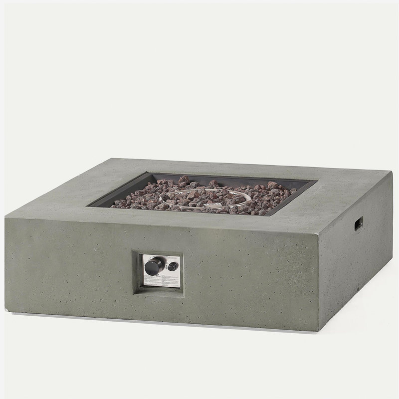 50,000 Btu Square Mgo Fire Table with Tank Outside, Light Gray