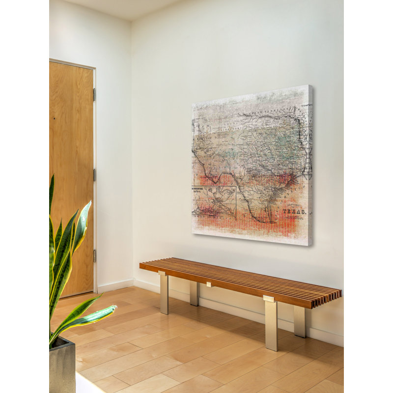 « texas map » par parvez taj,, impression sur toile tendue, H 48 po x l 48 po x P 1,5 po