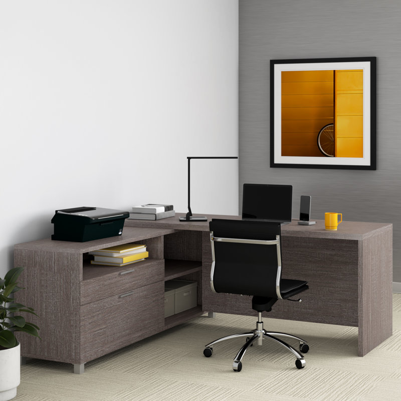 Ornello Reversible 72W L-Shape Executive Desk, Bark Gray