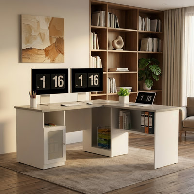 Niculeta L Shaped Executive Desk With Open Compartments