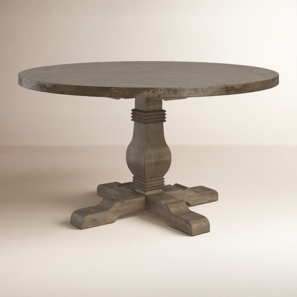 Kinston 55" Pine Dining Table, Distressed Brown, 55" x 55"