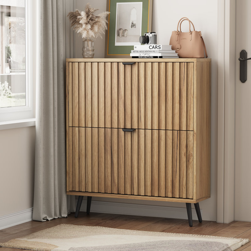 20 Pair Shoe Storage Cabinet, Oak Wood