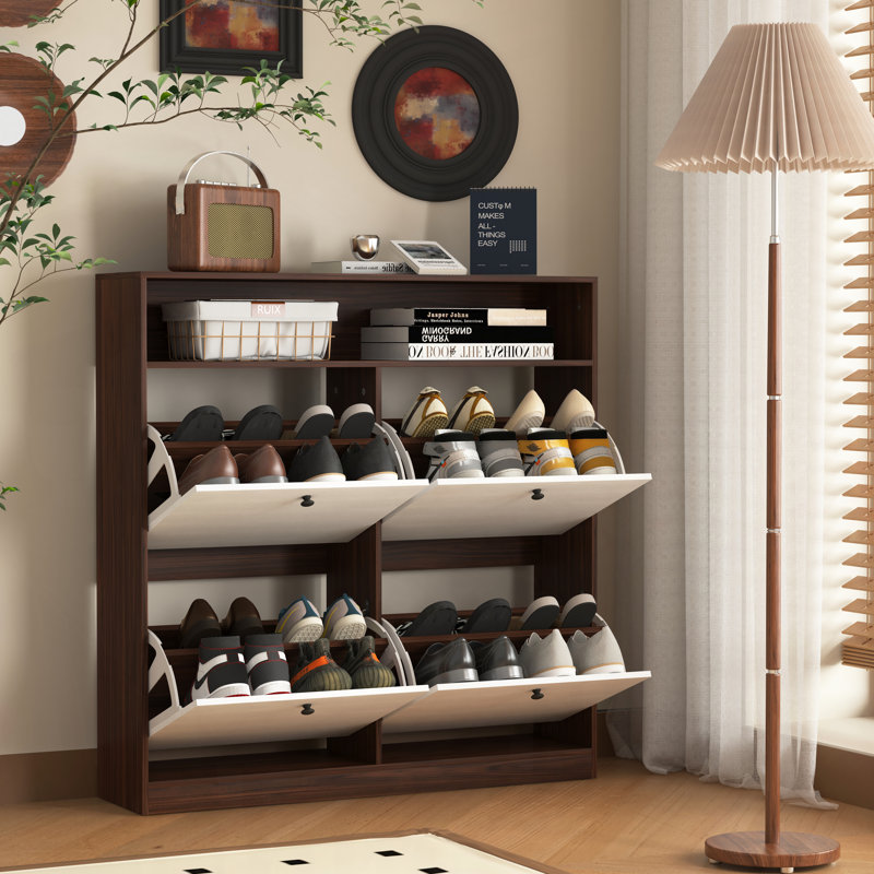 20 Pair Shoe Storage Cabinet, Walnut