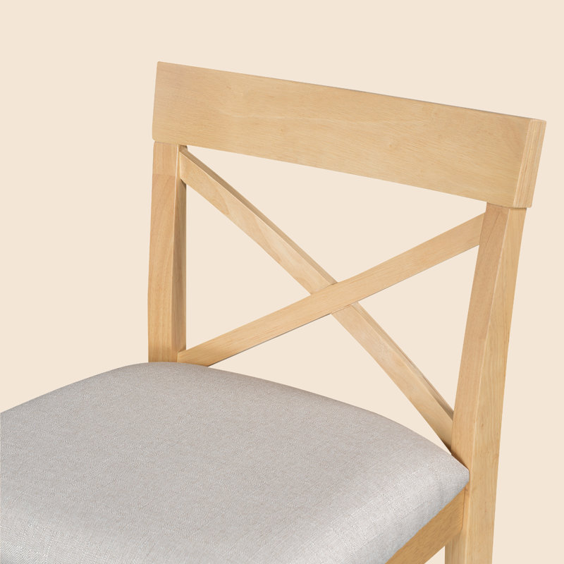 Ensemble de salle à manger 3 pièces à hauteur de bar rectangulaire en bois avec chaises rembourrées, Naturel