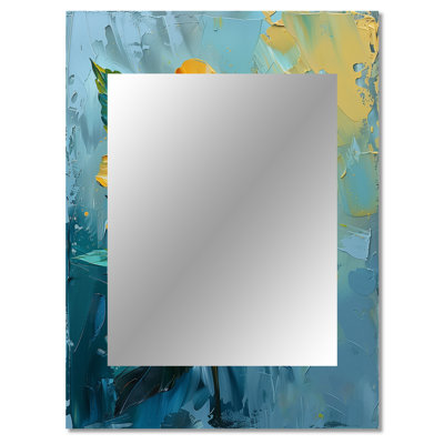 Vibrant Bloom blue and yellow Hibiscus - Hibiscus Decorative Wall Mirror, Traditional Mirror, Printed Metal Art