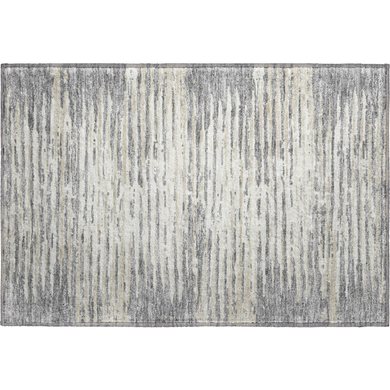 Premium Machine Washable Prisco Gray Rug, Rectangle 1'8" x 2'6"