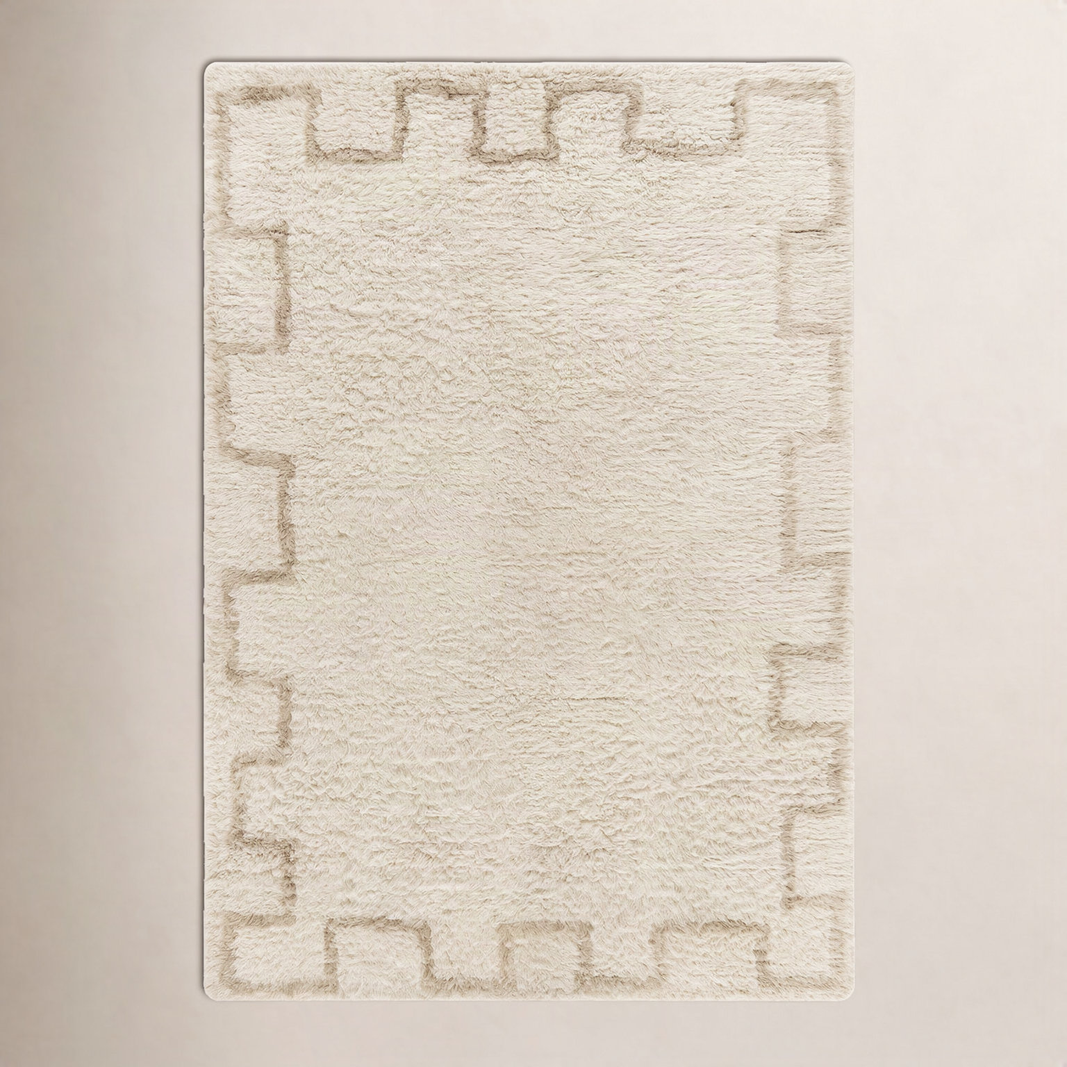 Anemone Hand-Tufted Ivory Moroccan Shag Rug, Rectangle 9' x 12'
