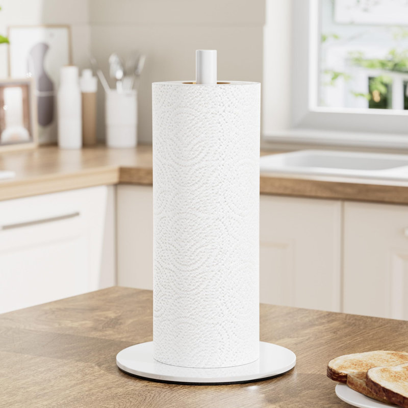 Stainless Steel Kitchen Roll Holder Freestanding Paper Towel Holder, White
