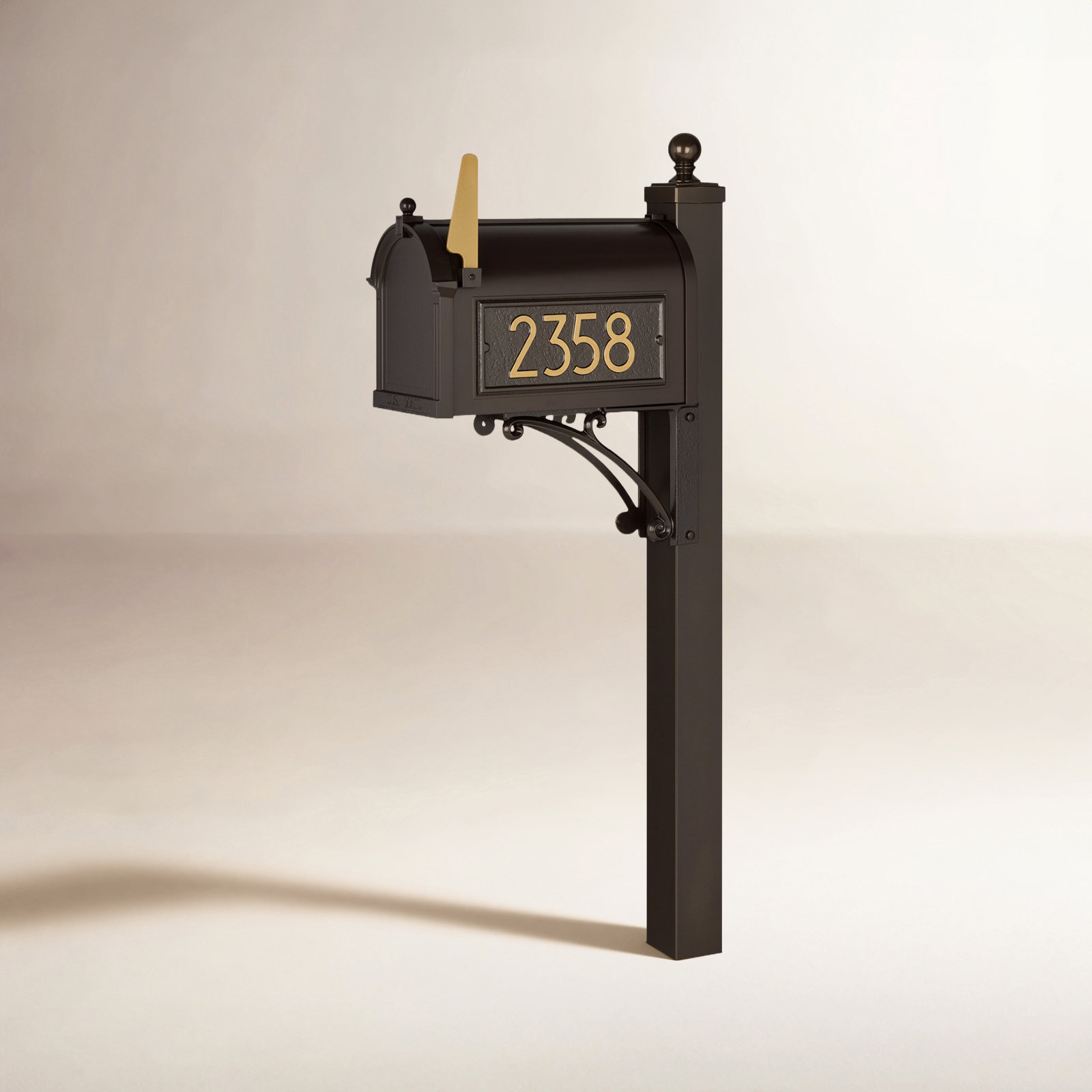 Modern Mailbox, Bronze/Gold, Yes