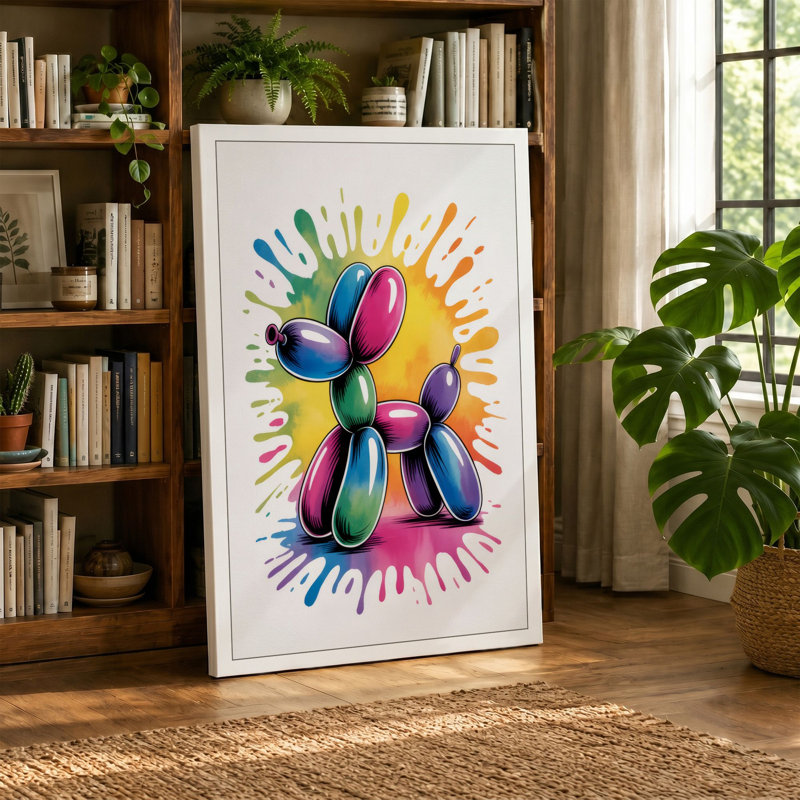 Paint Tube Starburst Modern - Wrapped Canvas, 30x20 - 76.2 x 50.8 cm, Terracotta Border