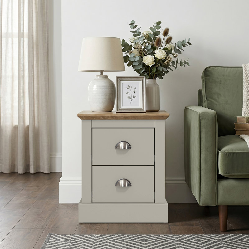 Sufy Octave Manufactured Wood Bedside Table, Light Grey