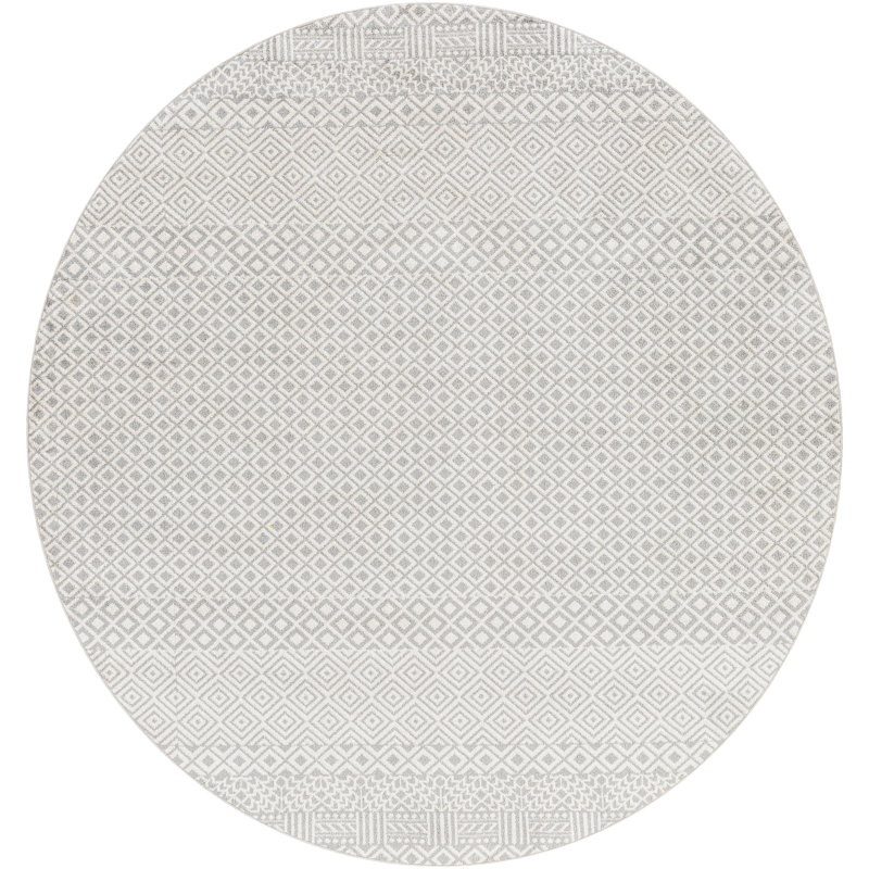 Swampscott Washable Geometric Indoor Rug, Round 6'7"
