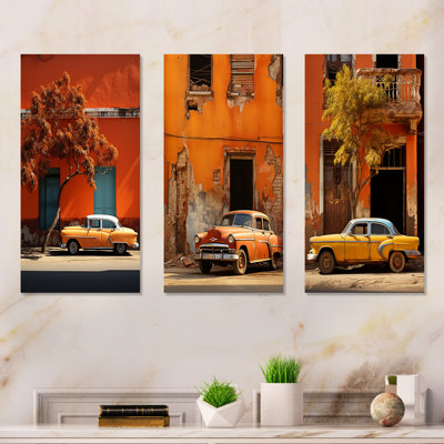 «Cuba Orange Car Heritage», ensemble de salon en métal 3 pièces