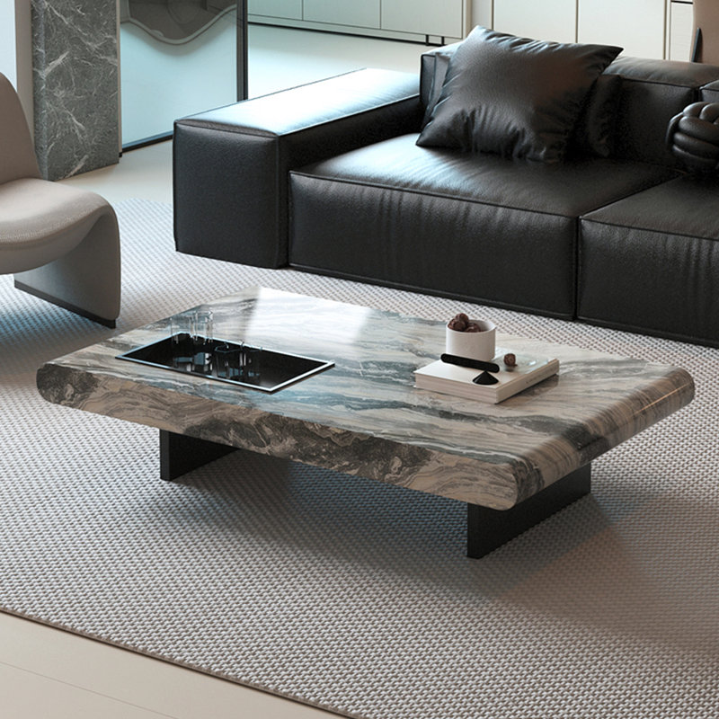 Modern simple marble coffee table, 13.77" H x 51.18" L x 27.55" W