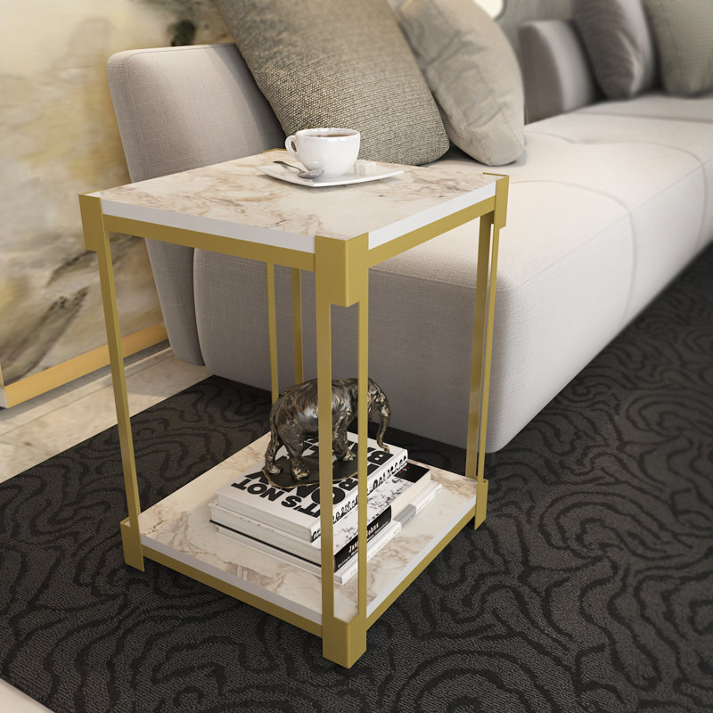 Table de bout avec rangement Frame, Or