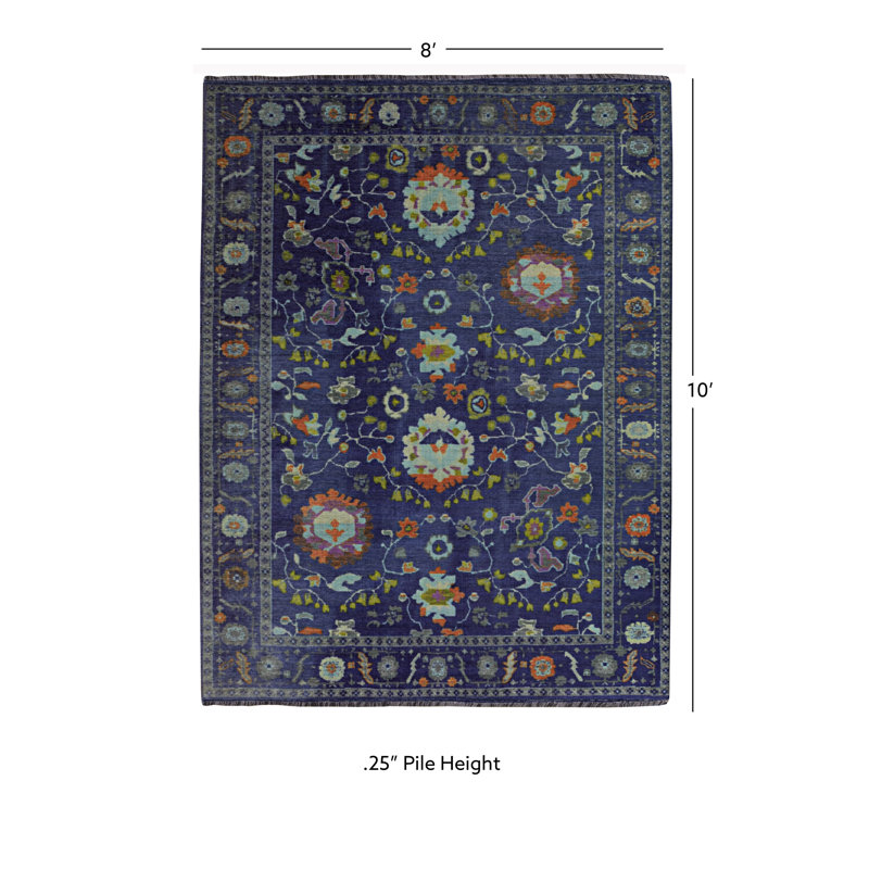 Farhaad Navy And Blue Runner Rug, Rectangle 8' x 10'
