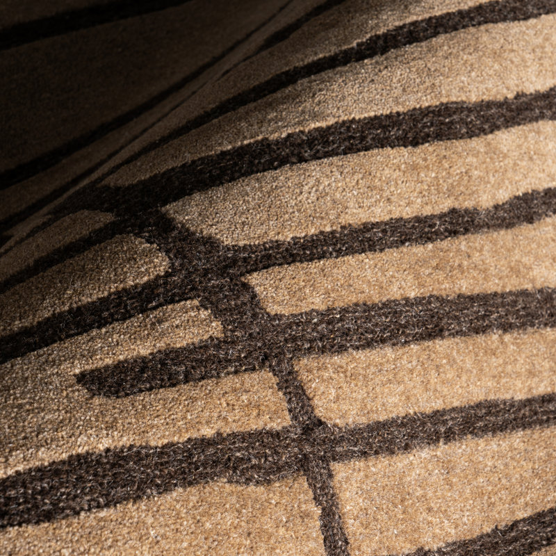 Handmade Brown Striped Wool Rectangular 4' x 6' Area Rug