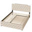 Grand lit tapissier en lin avec couchette simple et port, lit plateforme beige, gigogne, couleur