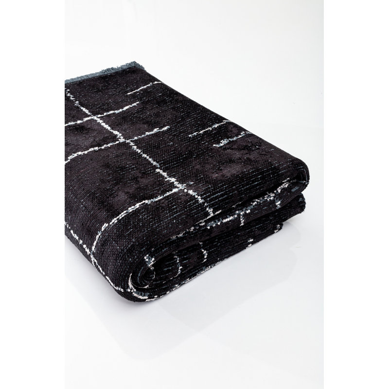 Rapture Black Cream Abstract Luxury Area Rug, Rectangle 7'10" x 9'10"
