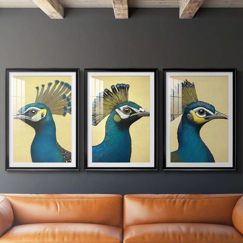 ANIMALS Series CECLX III - Impression sur mesure avec cadre de qualité supérieure - 3 pièces, H 27 po x l 57 po, Noir