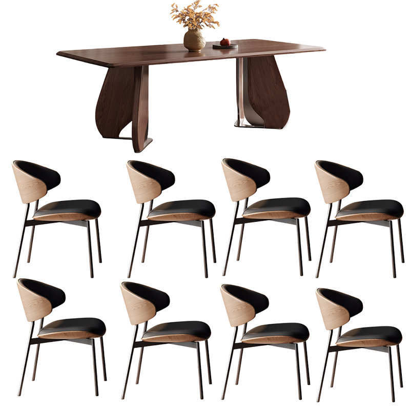Ensemble de table de salle à manger rétro en noyer, H 29,52 po x L 78,74 po x l 35,43 po