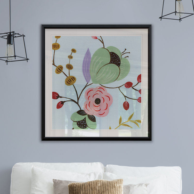 Fleurs rétro II - reproduction de cadre photo sur papier, H 22,5 po x l 22,5 po x P 1,5 po