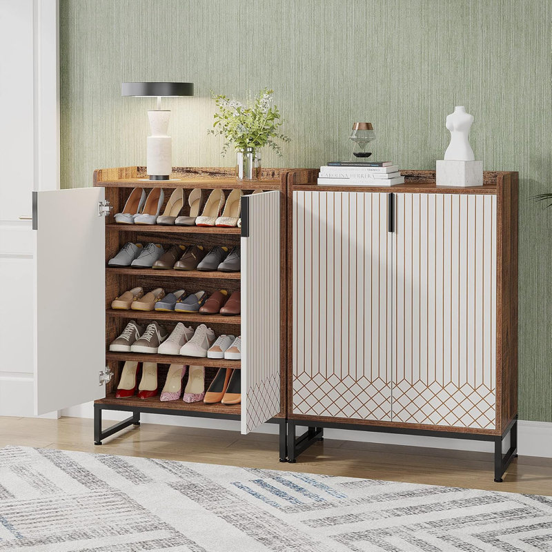 25 Pair Shoe Storage Cabinet, Brown