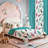 Queen Size 9-Piece Boho Feather Bedding & Curtain Set (Queen) - Quilted Microfiber Bedspread + Sheer Drapes-117990820
