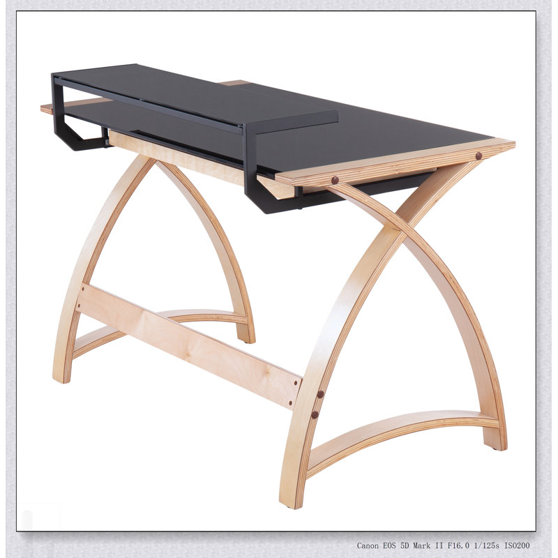 Bureau de style moderne Mid-Century avec plateau en verre trempé Bentley, parfait pour les espaces de travail élégants et fonctionnels.