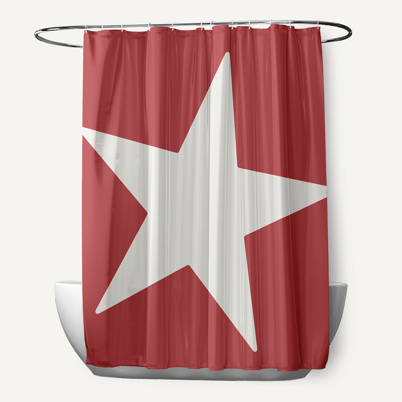 Kioni Geometric Single Shower Curtain, Red/White