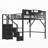 Loft Bed With Stairs, Metal Loft Bed With High And House Shaped Guardrails-1423358482-1423358481