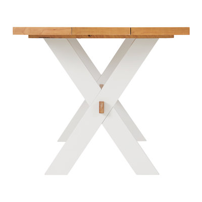 Chelsea 72" Wide Rectangular Dining Table with X-Leg Trestle Base – Solid Birch Wood and Cherry Veneer Construction