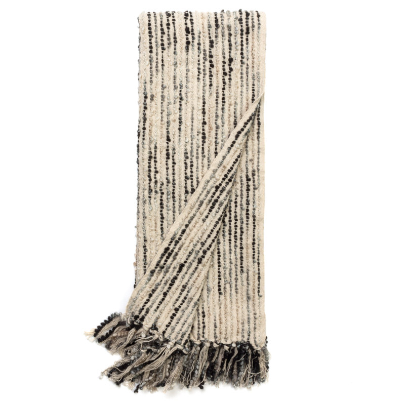 Asche Hand Woven Throw Blanket, Ink