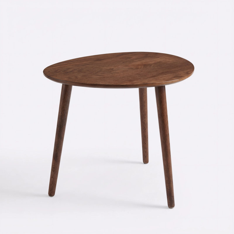 19"W Solid Oak Mid-Century Modern Oval Side Table, Brown Oak, 17.7" H x 19.68" W x 19.68" D