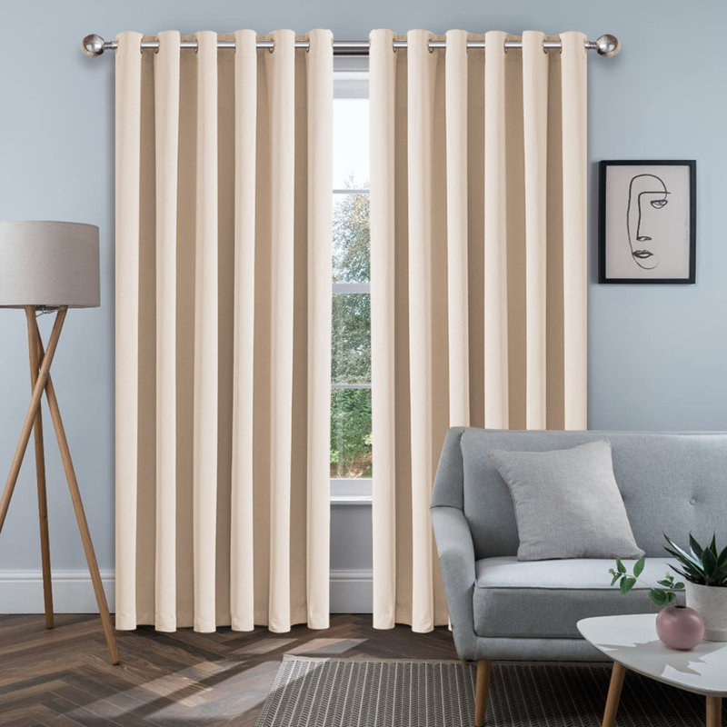 Blackout Eyelet Thermal Curtain, Cream