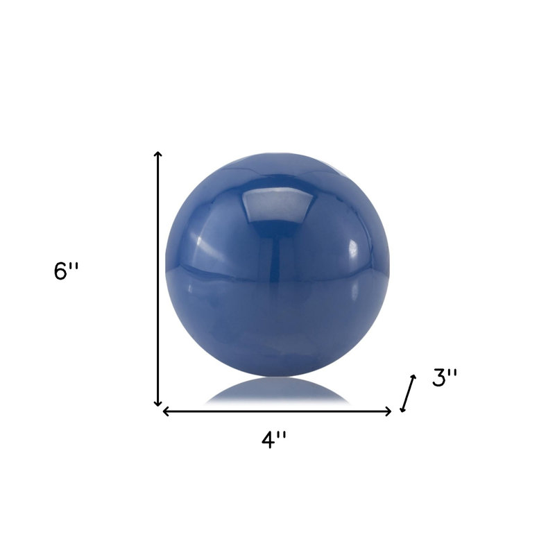 Genivra 3" White Aluminum Decorative Orb Tabletop Sculpture, Blue