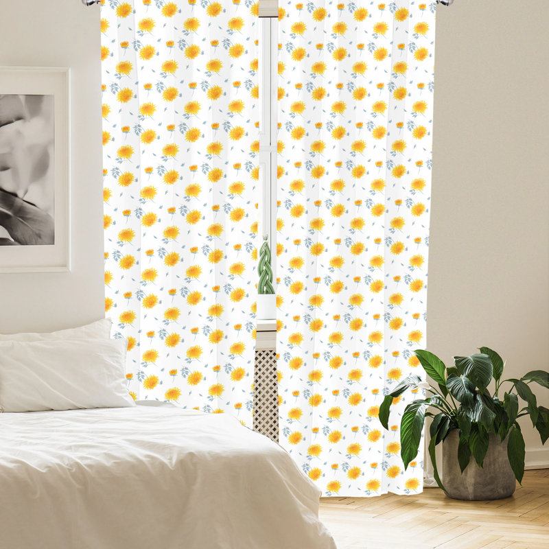 Flower Semi-Sheer Rod Pocket Sliding Panel, 28" x 63"