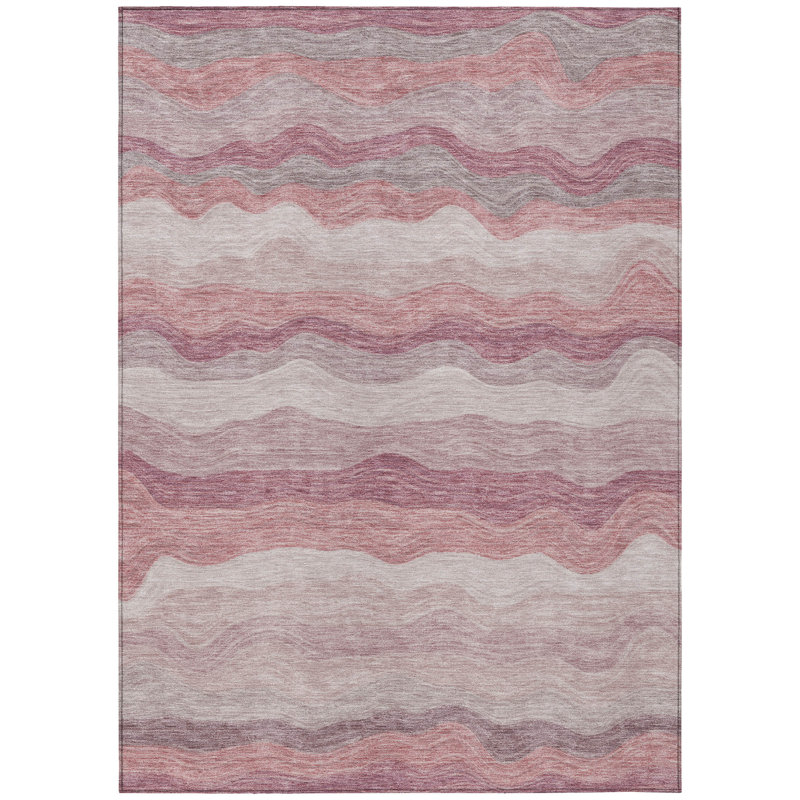 Machine Washable Indoor/Outdoor Lanphear ACN2397 Stripes Rug, Rectangle 5' x 7'6"