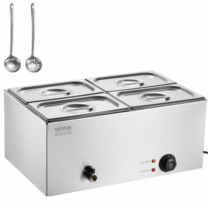 Chauffe-plat commercial électrique à 4 plaques 15,9 pte Bain Marie