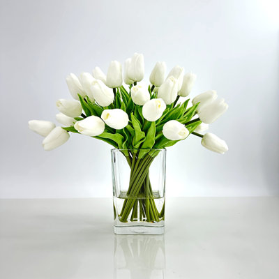Ivory Tulips 30-stem Tall Vase Arrangement