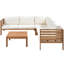Ensemble de 5 canapés d'extérieur de style japonais avec structure en bois d'acacia et coussins résistants aux intempéries