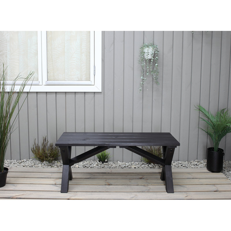 Gaynelle Solid Wood Pine Outdoor Bench, Dark Coffee