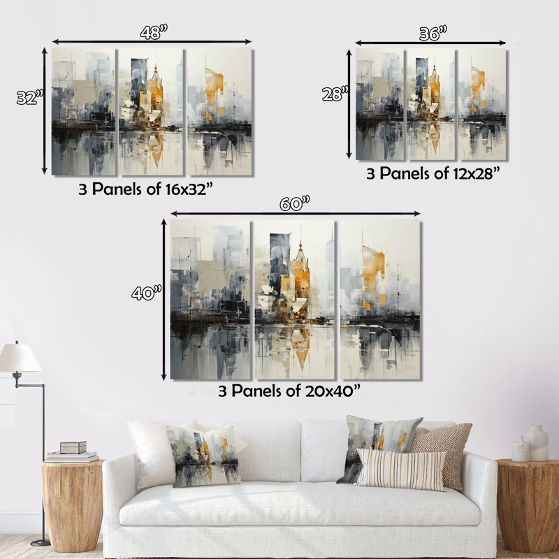«Abstract Cityscape IV», impression sur toile tendue 3 pièces, H 28 po x l 36 po